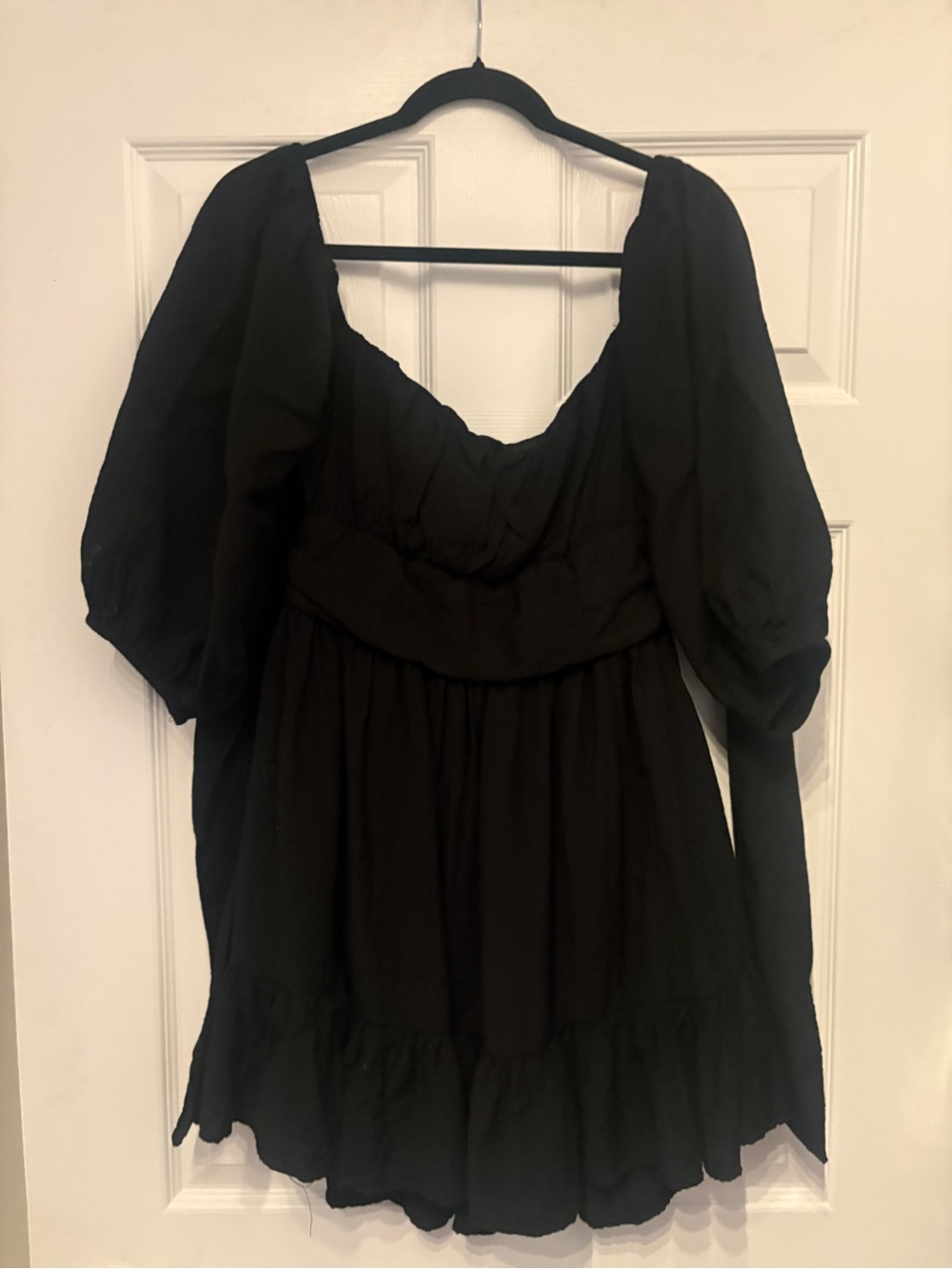 Black Puff Sleeve Mini Dress